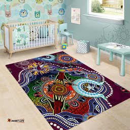 Personalised Eagles NAIDOC Week 2024 Area Rug Australia Aboriginal Dot Painting
