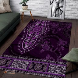 Purple African Dashiki With Australia Aboriginal Art Area Rug