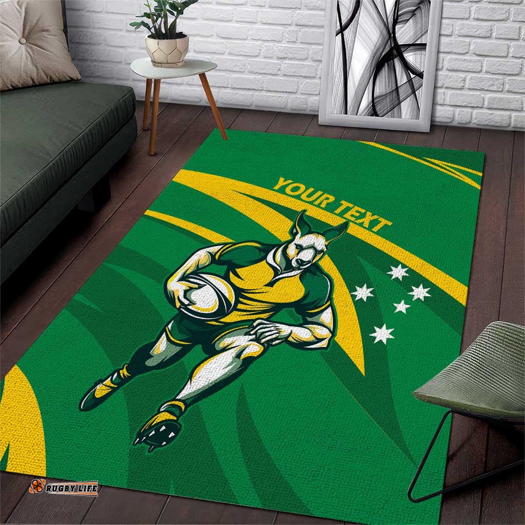 Personalized Australia Rugby Champion Area Rug Wallabies Mascot with Sporty Style