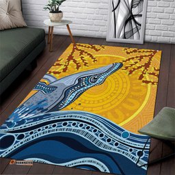 Whale In The Ocean Aboriginal Dot Art Area Rug No2