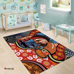 Dad and Son Footprint Father's Day Personalised Area Rug Australian Aboriginal Art