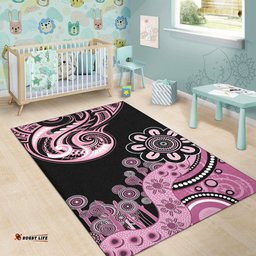 Amazing Aussie Australia Pattern Aboriginal Indigenous Dot Painting Baby Pink Area Rug