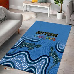 Australia Autism Awareness Area Rug In April We Wear Blue Aboriginal Lizard