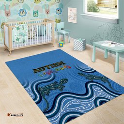 Australia Autism Awareness Area Rug In April We Wear Blue Aboriginal Lizard