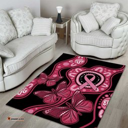 Australia Indigenous Area Rug Breast Cancer Black Aboriginal Butterfly