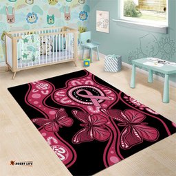 Australia Indigenous Area Rug Breast Cancer Black Aboriginal Butterfly