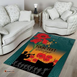 Custom Wallaroos Rugby ANZAC Area Rug Poppy Soldier With Aboriginal Dots Art