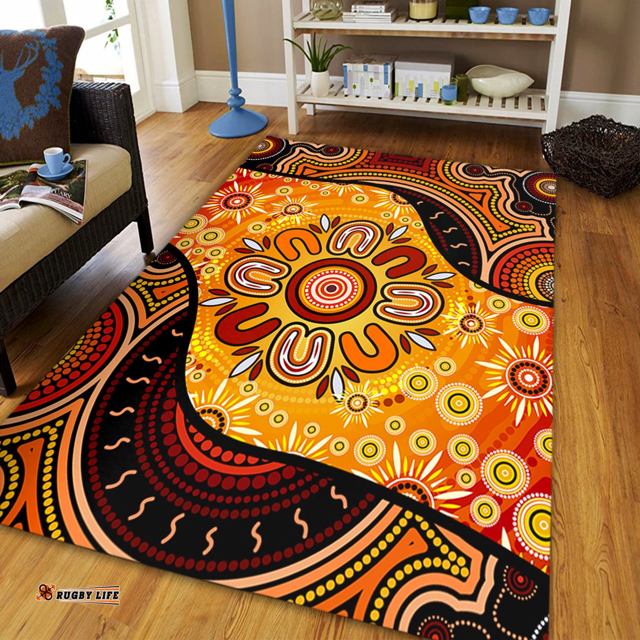 Amazing Aussie Australia Aboriginal Dot Painting Art Style Area Rug