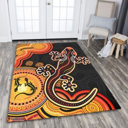 Amazing Aussie Australia Aboriginal Lizard Dreaming Outback Orange Area Rug