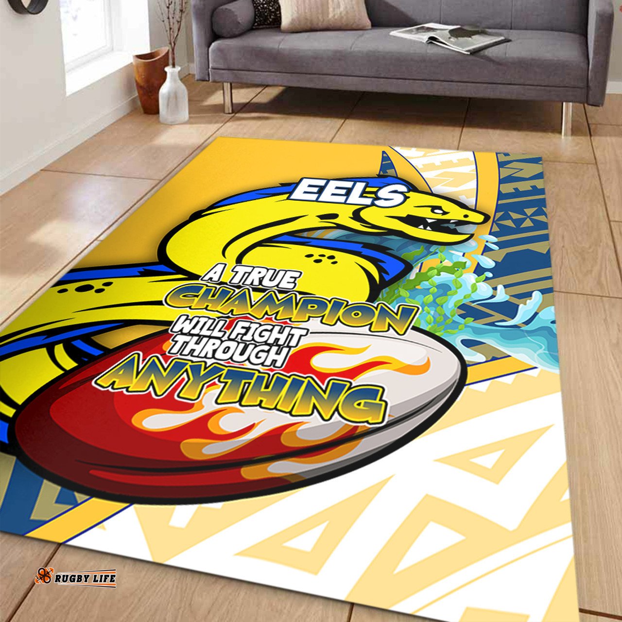 Parramatta Eels Area Rug - A True Champion Will Fight Through Anything With Polynesian Patterns