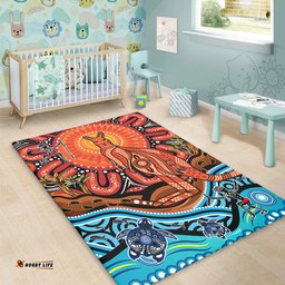 Amazing Aussie Australia Aboriginal Inspired Kangaroo Dreaming Dot Painting Pattern Area Rug