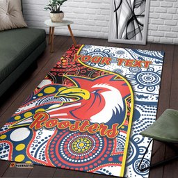 Custom Personalised Roosters Rugby Area Rug Easts 1908 Aboriginal Artsy Premiers Ver.02