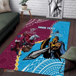 Personalised Eagles And Titans Rugby Area Rug Aboriginal Mix Polynesian Pattern