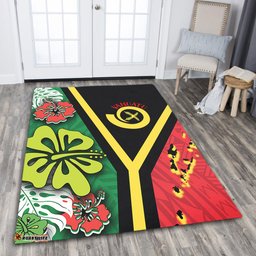 Amazing Aussie Australia South Sea Islanders Vanuatu Flag With Habiscus Flowers Area Rug