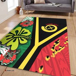 Amazing Aussie Australia South Sea Islanders Vanuatu Flag With Habiscus Flowers Area Rug