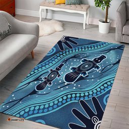 Aboriginal Dots Art Painting with Platypus Area Rug No 1