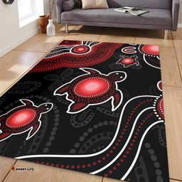 Amazing Aussie Australia Aboriginal Turtle Dreaming Journey Featuring Dot Art Red Area Rug