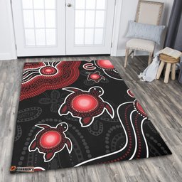 Amazing Aussie Australia Aboriginal Turtle Dreaming Journey Featuring Dot Art Red Area Rug
