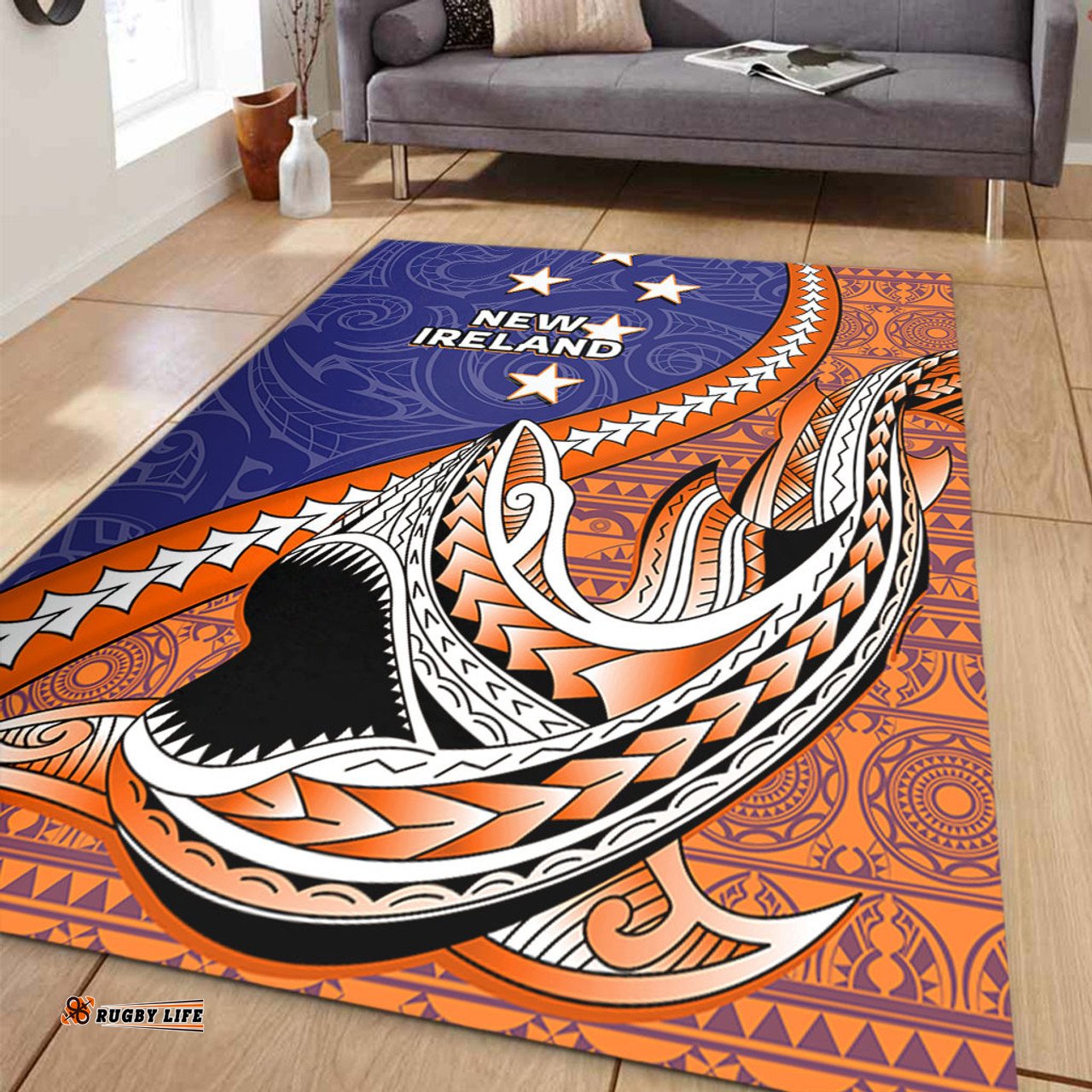 Amazing Aussie Australia South Sea Islanders New Ireland Flag With Polynesian Shark Pattern Area Rug