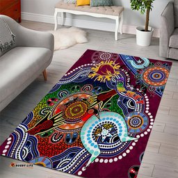 Personalised Broncos NAIDOC Week 2024 Area Rug Australia Aboriginal Dot Painting
