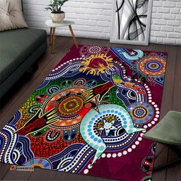 Personalised Broncos NAIDOC Week 2024 Area Rug Australia Aboriginal Dot Painting