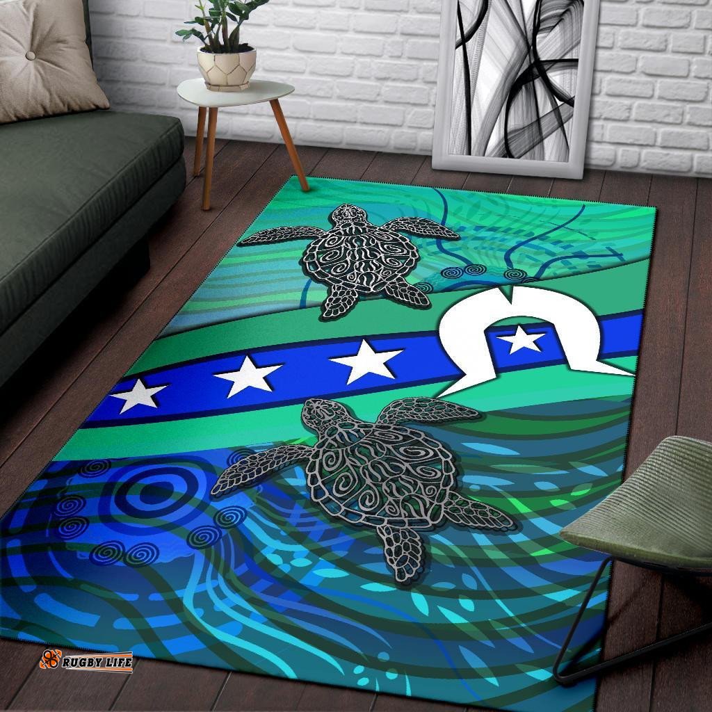 Area Rug Torres Strait Flag And Turtle