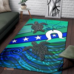 Area Rug Torres Strait Flag And Turtle