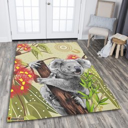 Amazing Aussie Australia Aboriginal Art Painting With Koala And Gumtree Area Rug