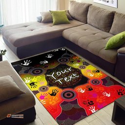[Custom] Australia Aboriginal Inspired Area Rug - Indigenous Circle Dot Painting Hand Art