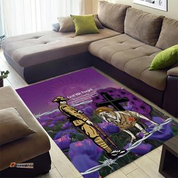 Australia Dog Heroes ANZAC Area Rug Remembering All Animals In War Purple Poppies