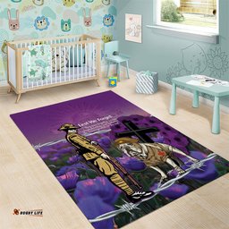 Australia Dog Heroes ANZAC Area Rug Remembering All Animals In War Purple Poppies