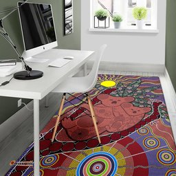 Australia Aboriginal Inspired Area Rug - Koala Sun Dot painting Circle Patterns