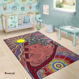 Australia Aboriginal Inspired Area Rug - Koala Sun Dot painting Circle Patterns