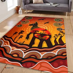 Amazing Aussie Australia Aboriginal Indigenous Kangaroo With Dot Painting Pattern Area Rug