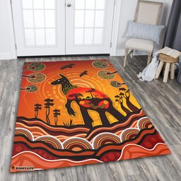 Amazing Aussie Australia Aboriginal Indigenous Kangaroo With Dot Painting Pattern Area Rug