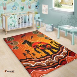 Amazing Aussie Australia Aboriginal Indigenous Kangaroo With Dot Painting Pattern Area Rug