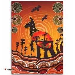 Amazing Aussie Australia Aboriginal Indigenous Kangaroo With Dot Painting Pattern Area Rug