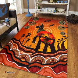 Amazing Aussie Australia Aboriginal Indigenous Kangaroo With Dot Painting Pattern Area Rug