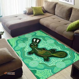 Australia Aboriginal Inspired Area Rug - Green Platypus Aboriginal Inspired Art