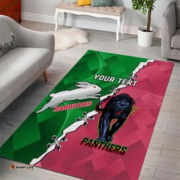 Personalised Panthers And Rabbitohs Rugby Area Rug 2024 Souths The Riff Together
