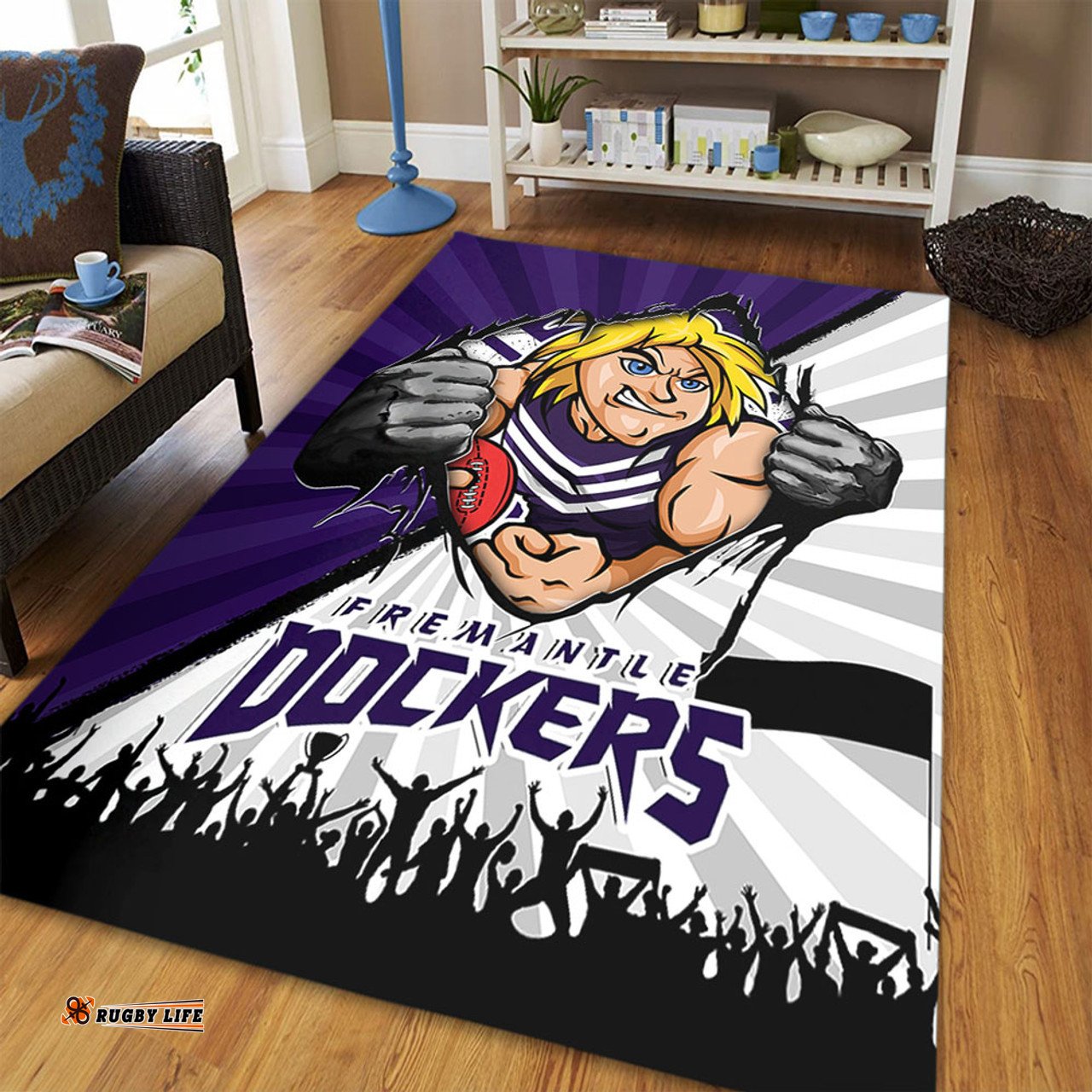 Amazing Aussie Fremantle Breaking Through Fan Design Area Rug