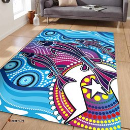 Amazing Aussie Australia Aboriginal Art Painting Fishaholic Area Rug
