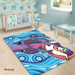 Amazing Aussie Australia Aboriginal Art Painting Fishaholic Area Rug
