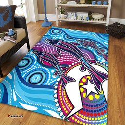 Amazing Aussie Australia Aboriginal Art Painting Fishaholic Area Rug