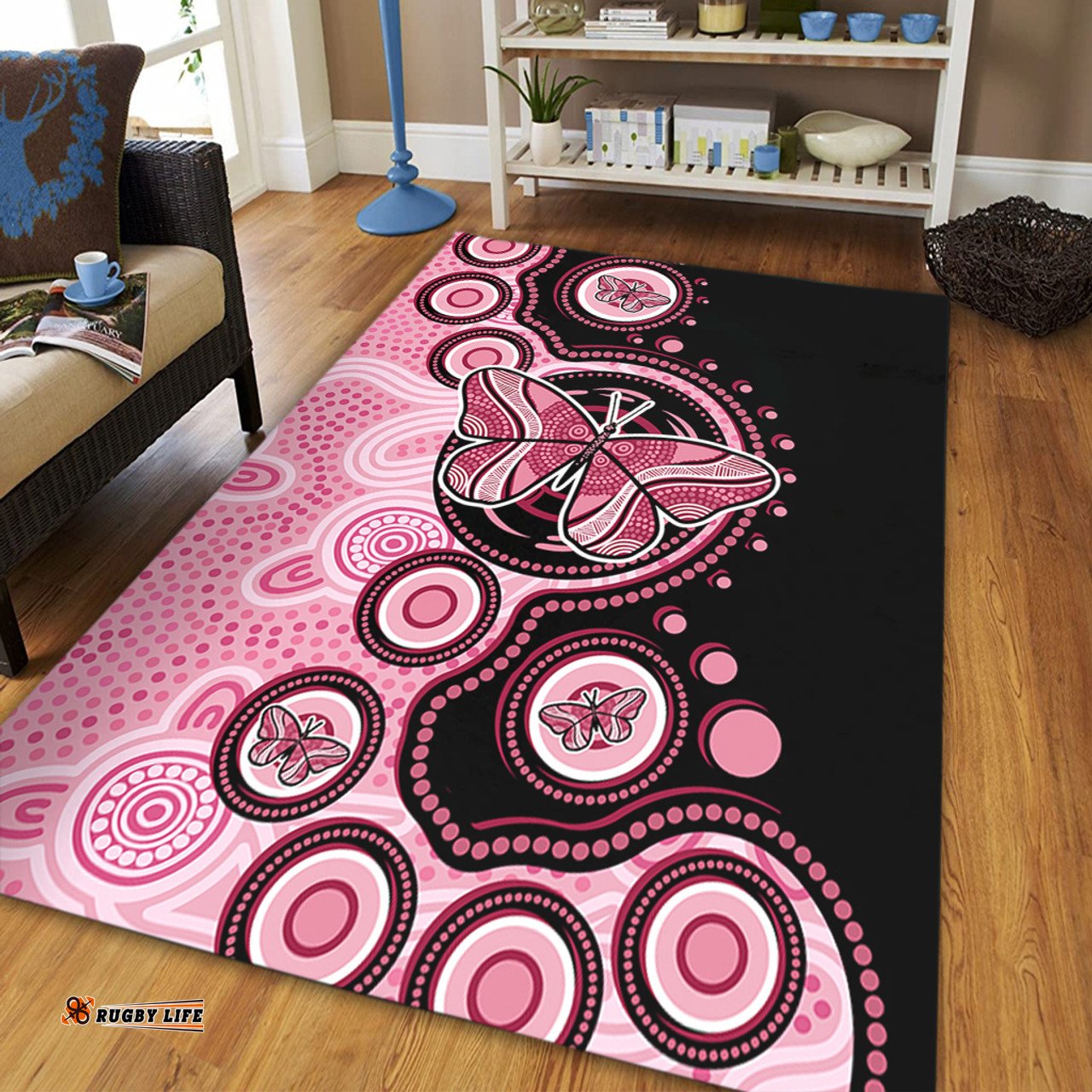 Amazing Aussie Australia Indigenous Butterfly Aboriginal Dot Arts Area Rug
