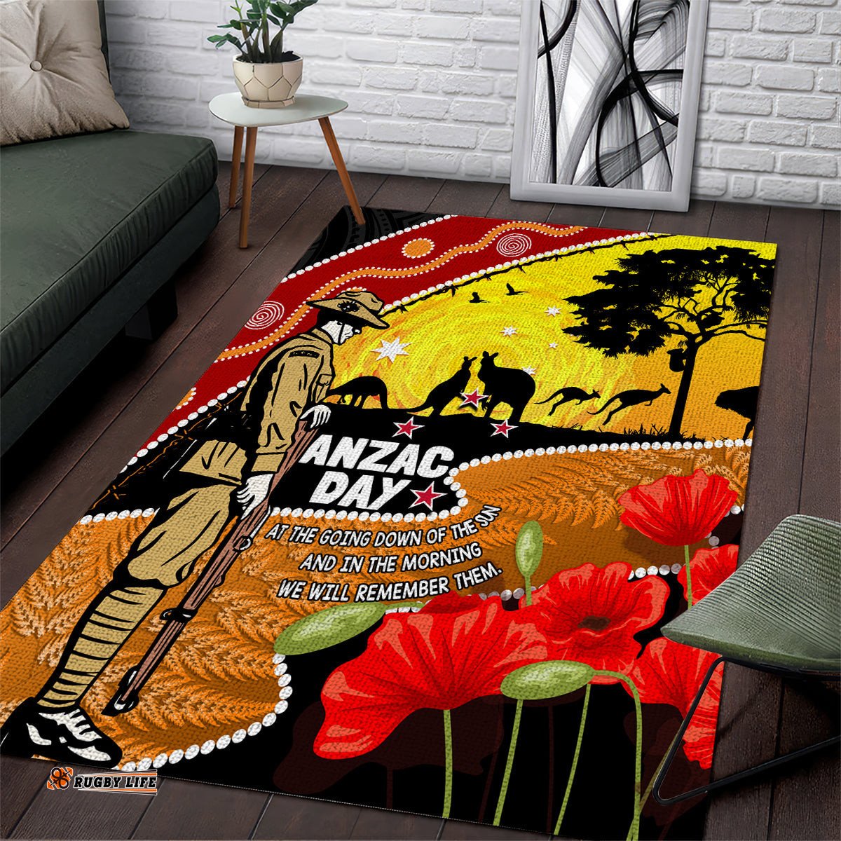 New Zealand And Australia ANZAC Day Area Rug Aboriginal Maori Starring Night Style