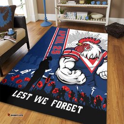 Amazing Aussie Sydney Roosters Anzac Day Lest We Forget Strong Fighting Spirit Area Rug
