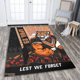 Amazing Aussie Wests Tigers Anzac Day Lest We Forget Strong Fighting Spirit Area Rug