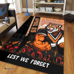 Amazing Aussie Wests Tigers Anzac Day Lest We Forget Strong Fighting Spirit Area Rug