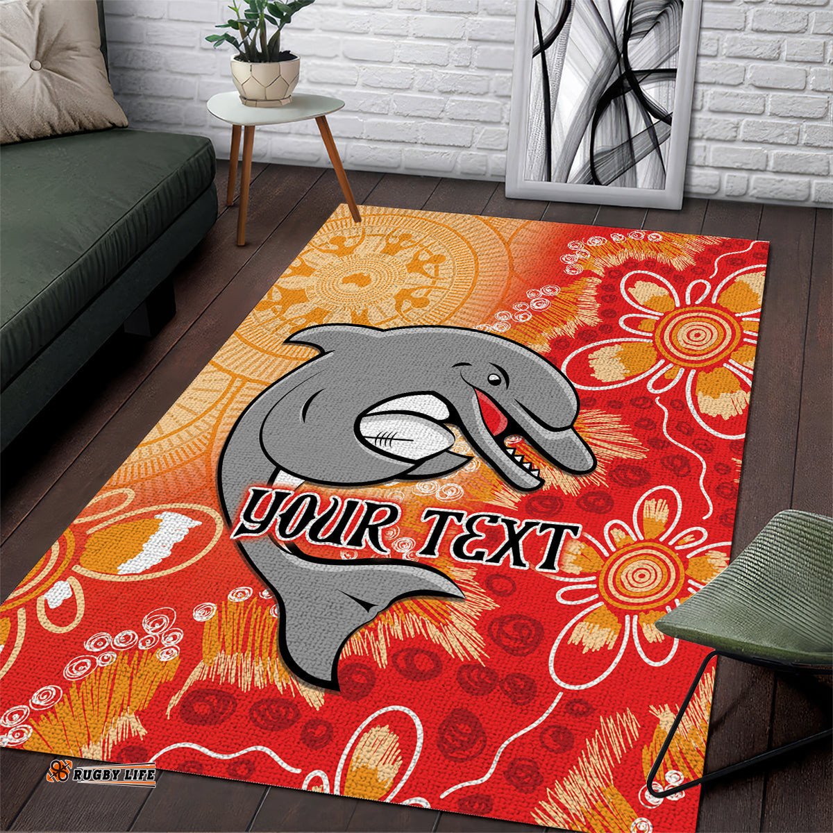 Personalised Dolphins NAIDOC Week 2024 Area Rug Aboriginal Fire Burning Sparks